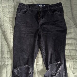 Hollister Black Distressed Skinny Jeans for Men
